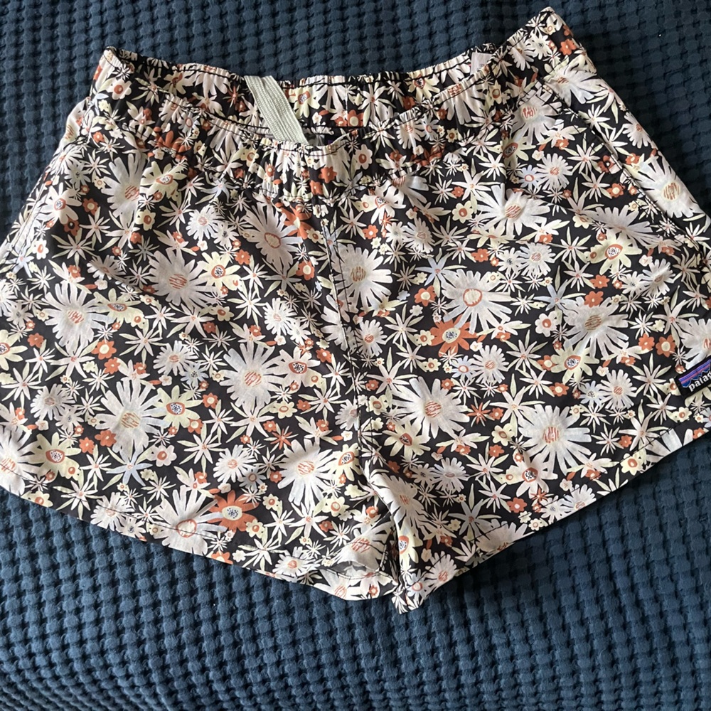 Patagonia Floral Print Shorts - Black and White